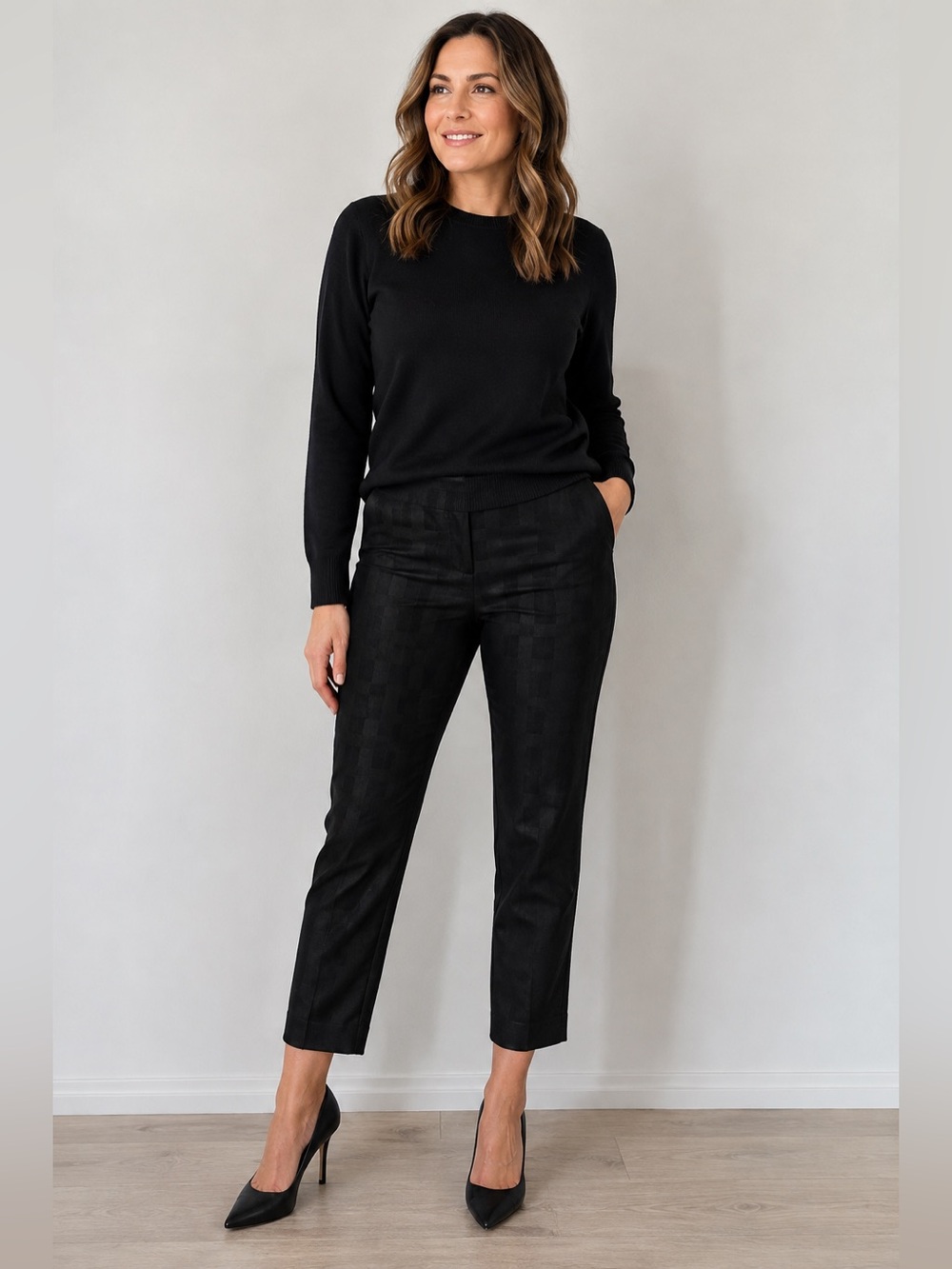 Munthe Black Plaid Trouser Pants Size 2 EU 34 Minimalist Dressy Casual Workwear